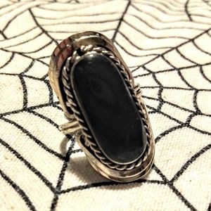 Boho Gypsy Bold Black Pewter Adjustable Ring